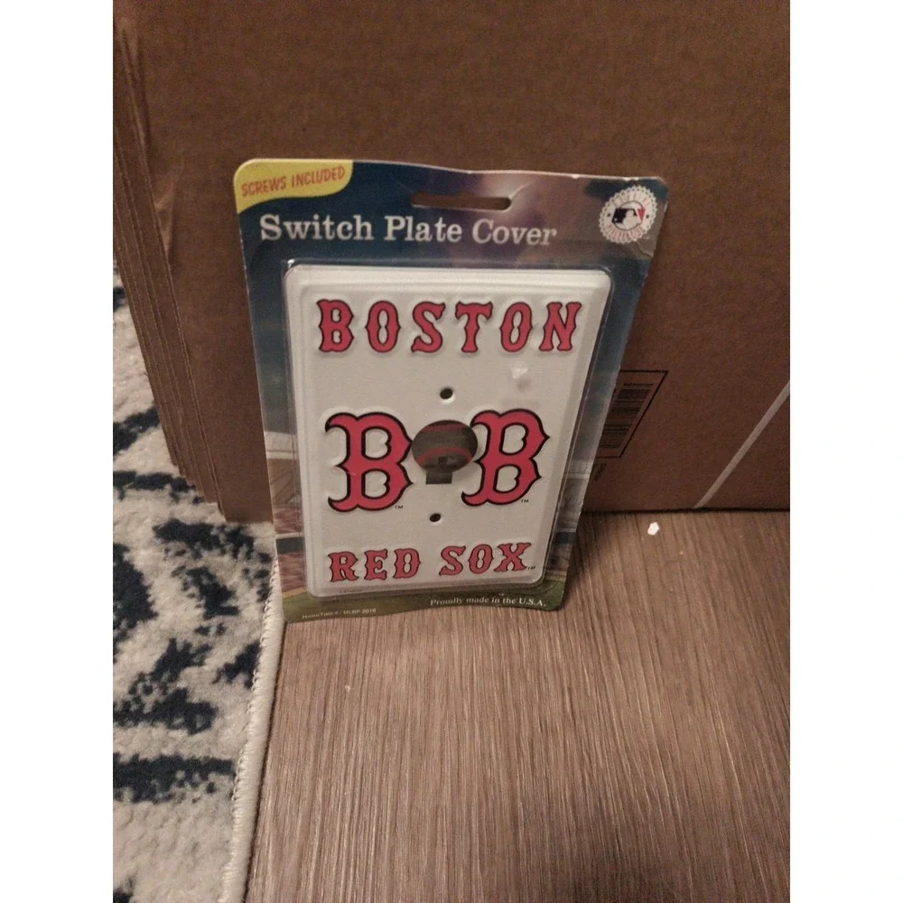 NEW Sealed Extra Large Boston Red Sox Metal Light Switch Plate Cover